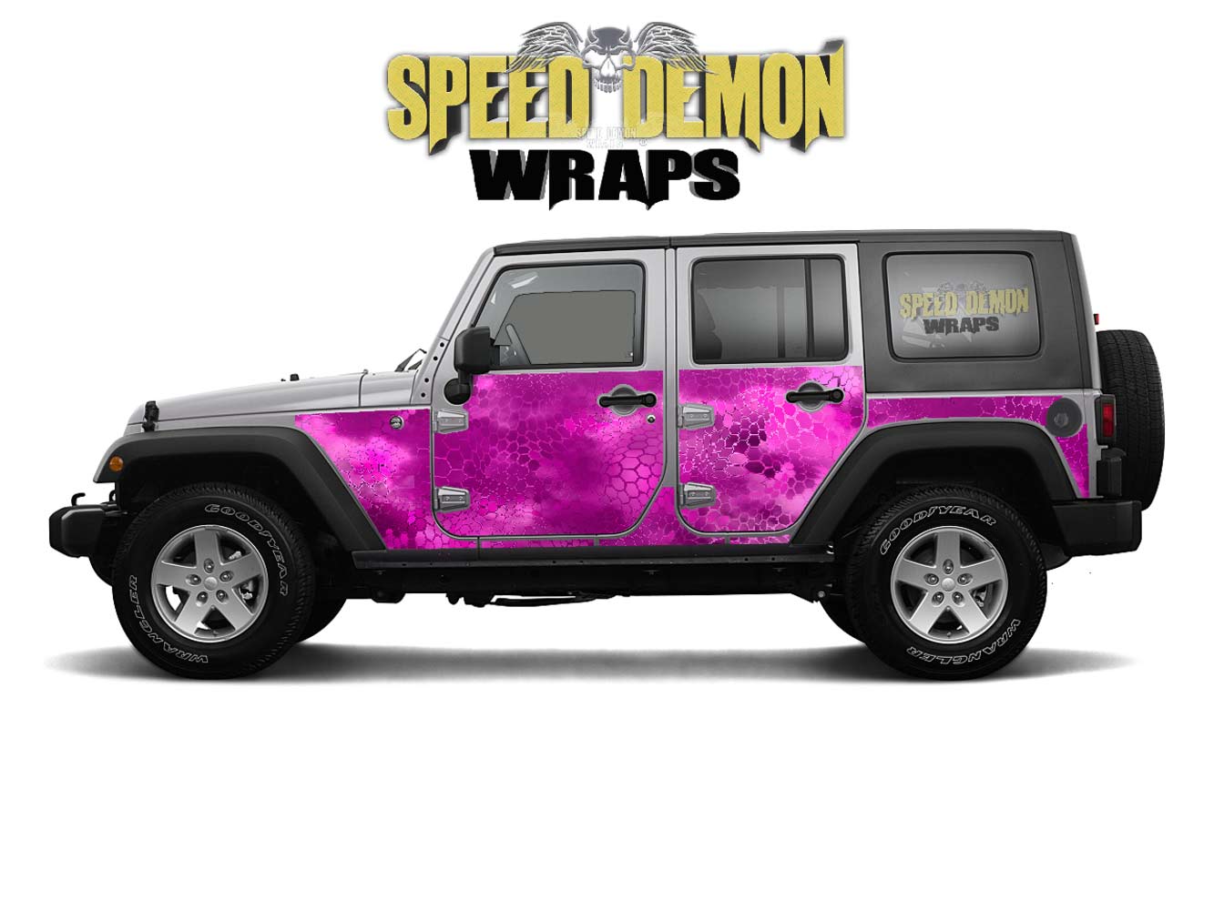 Pre-cut Jeep Wrangler Wrap Kit - Chameleon Camouflage - Fits Jk 2007-2017 - Lt/Rt Side (Choose Color)