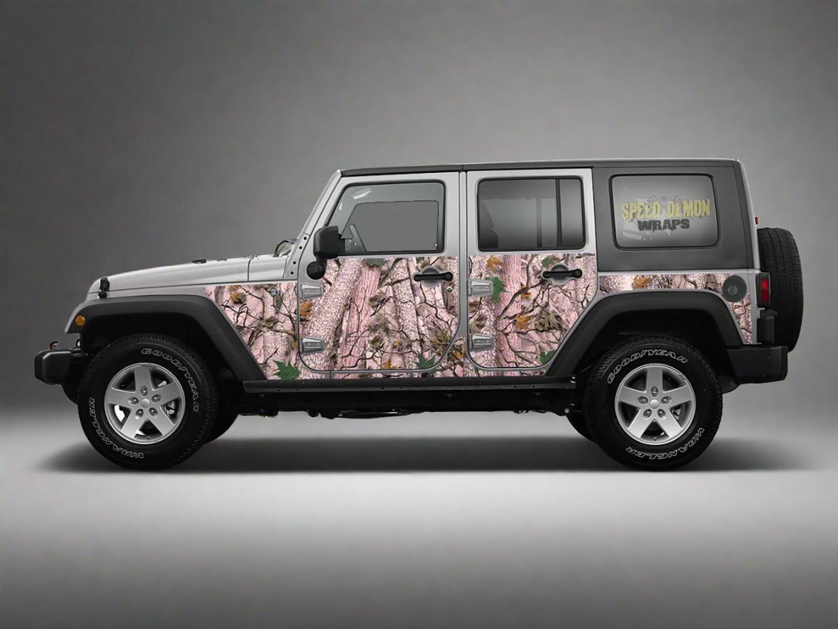  Precut Jeep Wrangler JK Camo Wrap Forest Pink 2007-2017