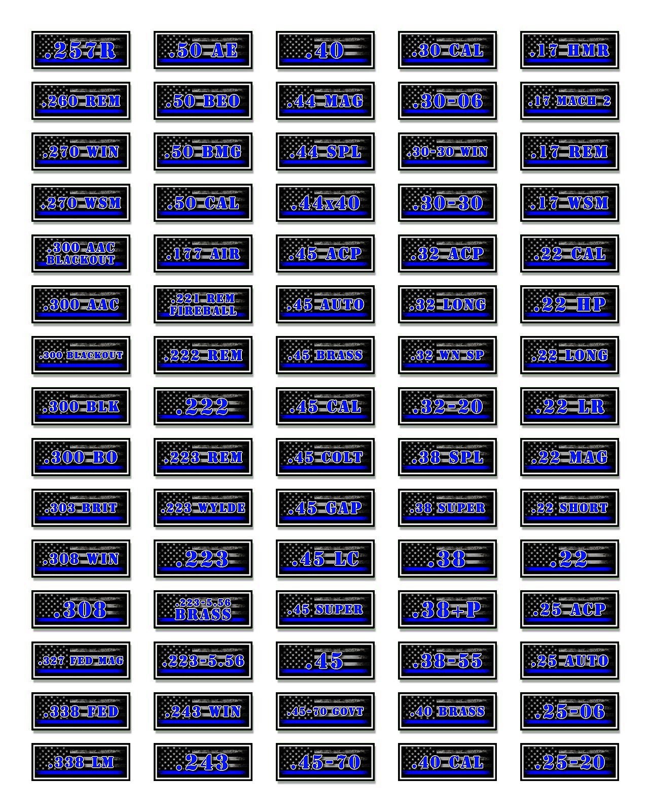 10 Pack of Ammo Can Decals - Blue Line American Flag