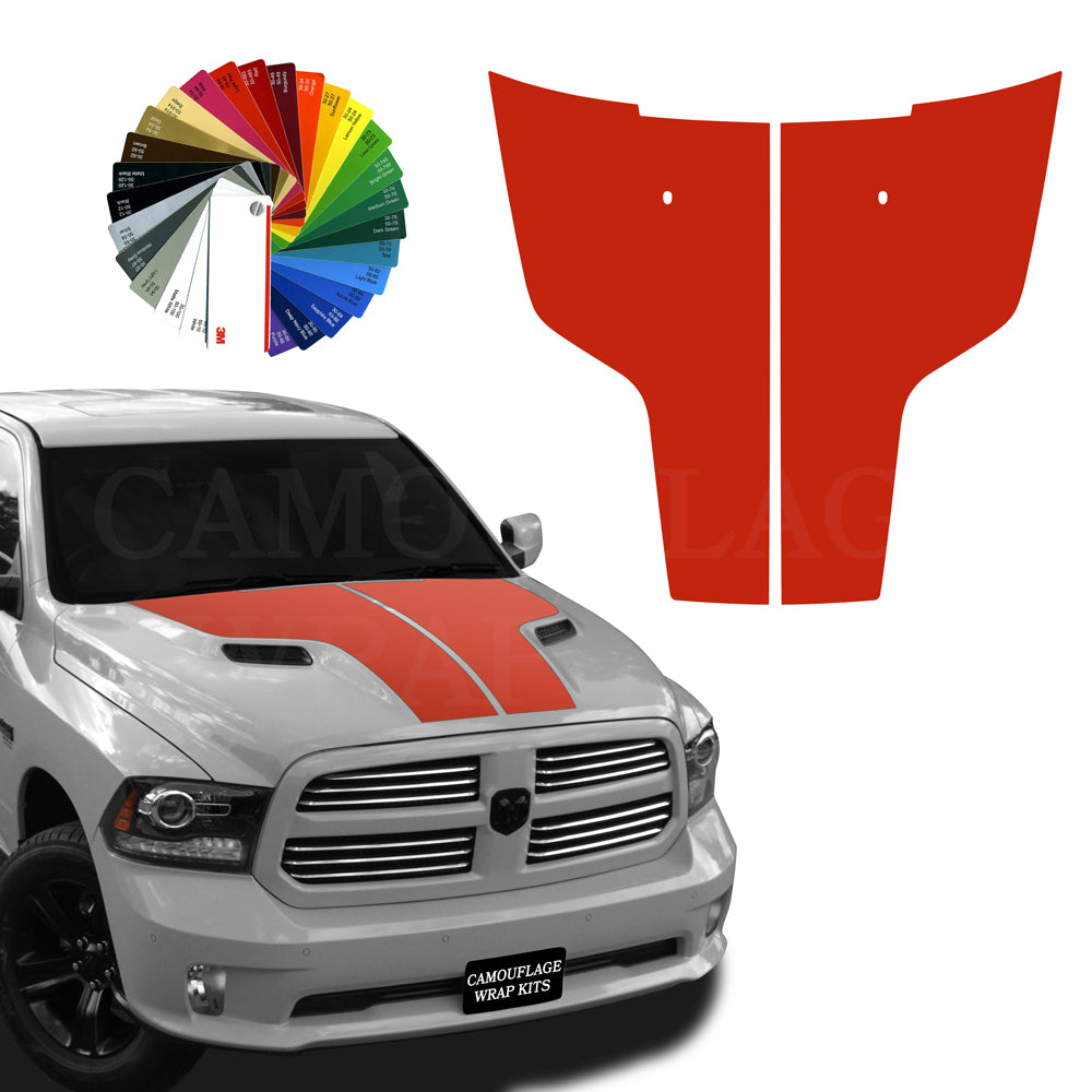 Dodge Ram Hood Stripes Red Graphic Decals 2009-2017