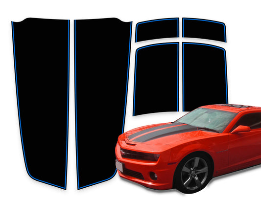 Camaro Racing Stripes Black - Blue Pinstripe 2010-2015