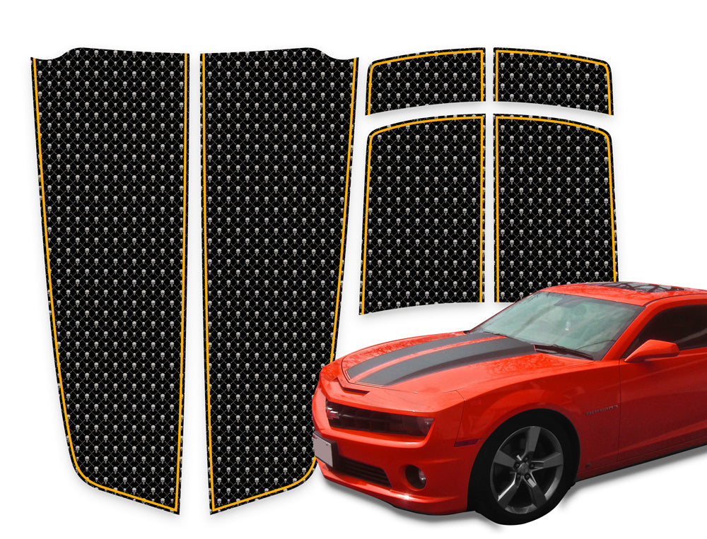 Camaro Racing Stripes Black Skulls - Orange Pinstripe 2010-2015