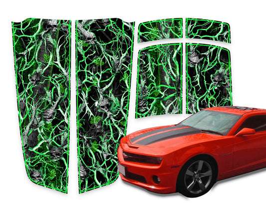 Camaro Racing Stripes Skulls Green - Green Pinstripe 2010-2015