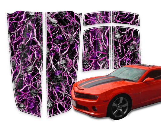 Camaro Racing Stripes Skulls Pink Die-Cut 2010-2015