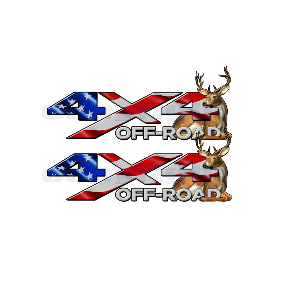 4X4 Offroad Decal American Flag  Big Buck 