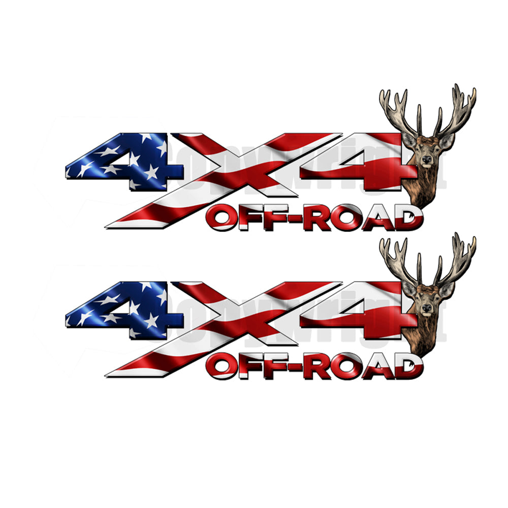 4X4 Decals American Flag Deer