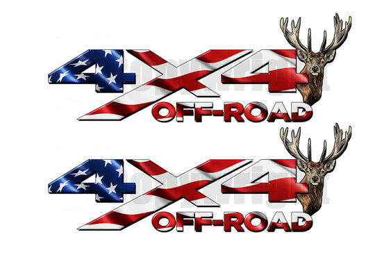 4X4 Decals American Flag Deer