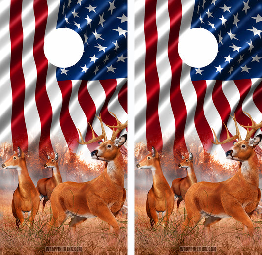 American-Flag-Buck-n-Deer--Cornhole-Wraps