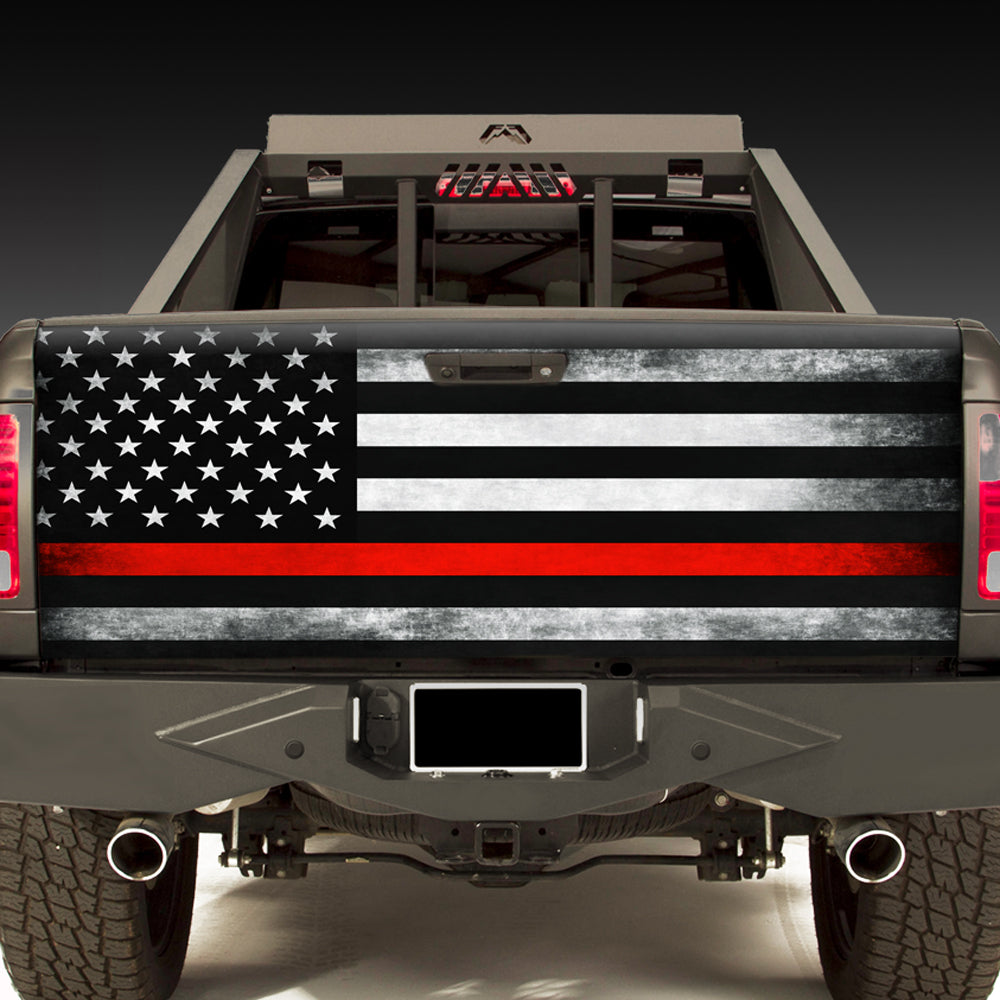 Tailgate Wrap Thin Red Line Subdued Flags Truck Vinyl Graphics Wrap