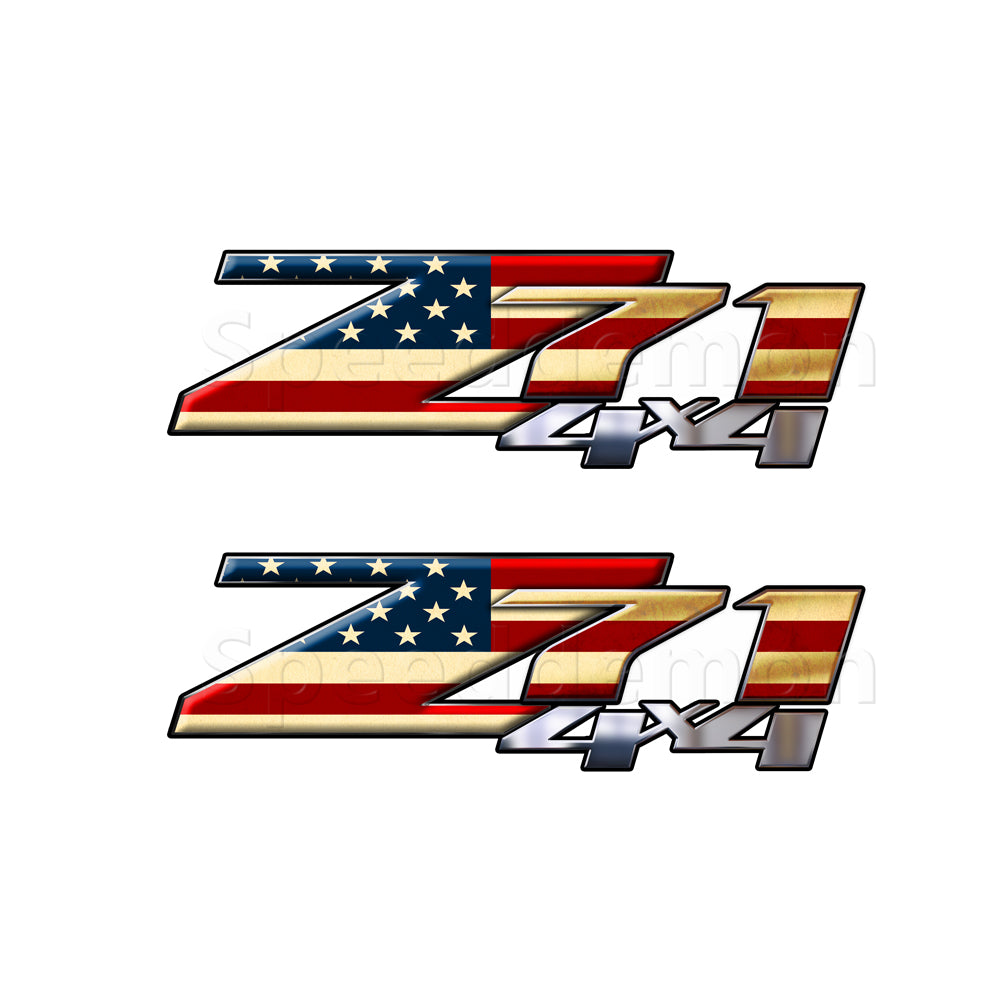 American Flag Z71 4x4 Decals Rustic