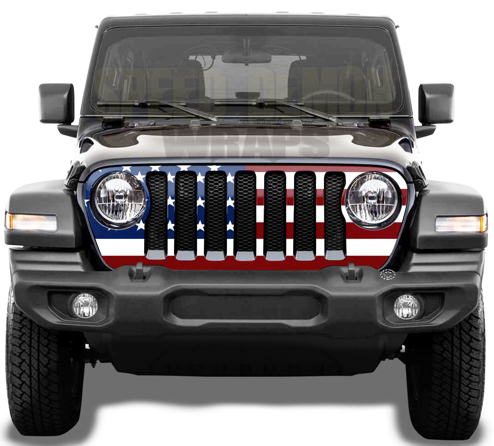 American Flag Jeep Grill Wrap 2018-2019-JL