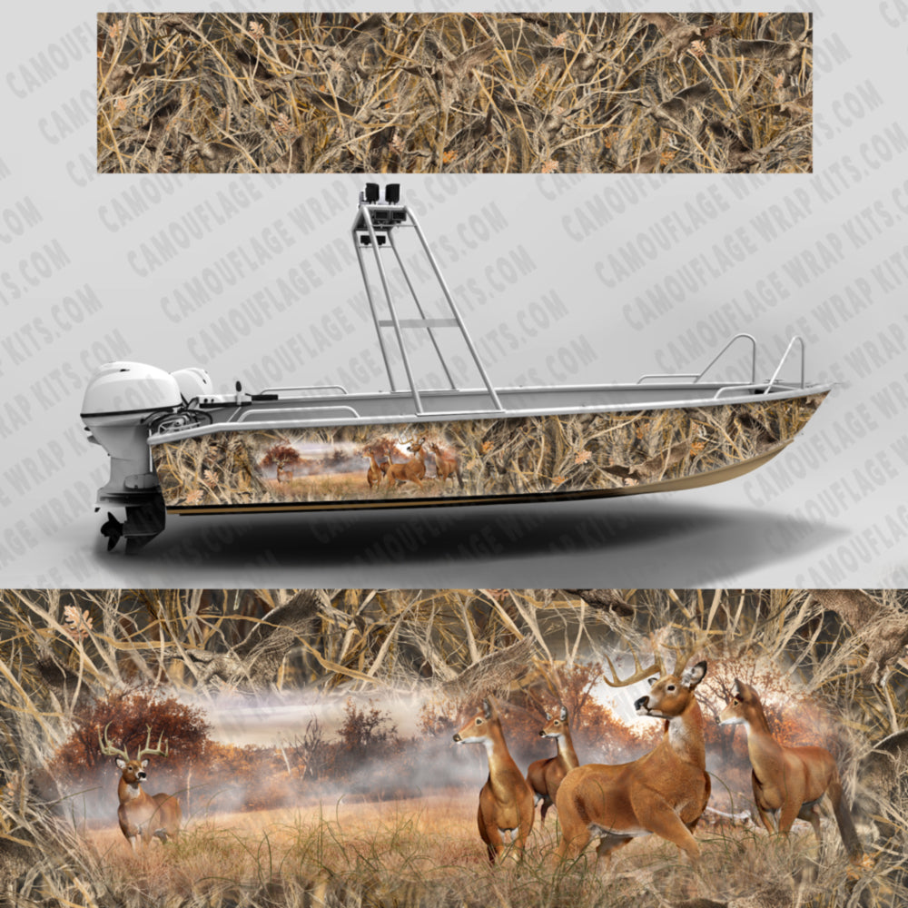 Boat-WrapTallgrass-Duck-Camouflage--With-Deer