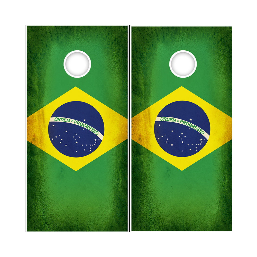 Cornhole Board Wraps - Rustic Brazil Flag Brazilian 2 PACK