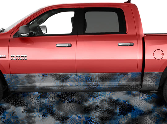 Chameleon Camo 2 Blue Rocker Panel Wrap Graphic Decal Wrap Truck Kit