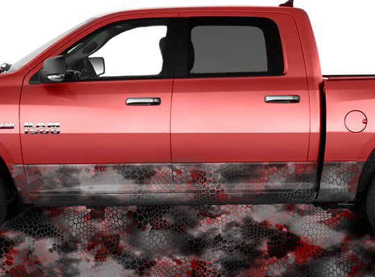 Chameleon Camo 2 Red Rocker Panel Wrap Graphic Decal Wrap Truck Kit
