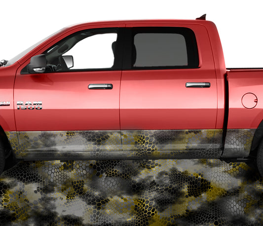 Chameleon Camo 2 Yellow Rocker Panel Wrap Graphic Decal Wrap Truck Kit