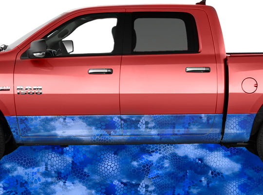 Chameleon Camo 3 Blue Rocker Panel Wrap Graphic Decal Wrap Truck Kit