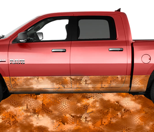 Chameleon Camo 3 Orange Rocker Panel Wrap Graphic Decal Wrap Truck Kit