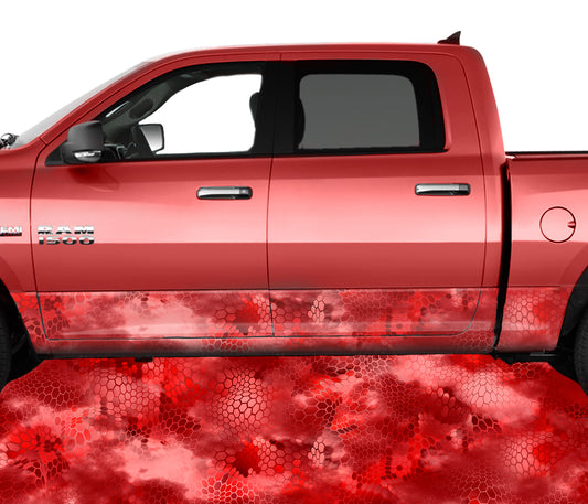 Chameleon Camo 3 Red Rocker Panel Wrap Graphic Decal Wrap Truck Kit