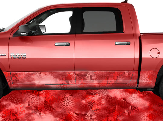 Chameleon Camo 3 Red Rocker Panel Wrap Graphic Decal Wrap Truck Kit