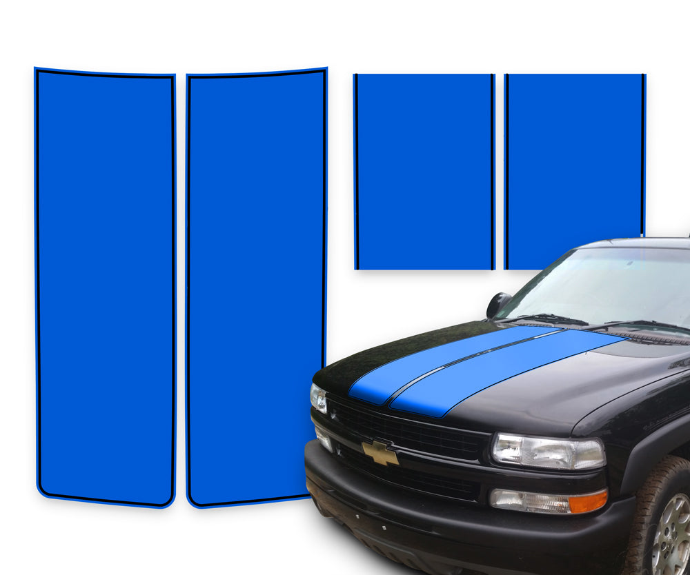 Chevy Silverado Racing Stripes Blue - Black Pinstripe 1999-2002