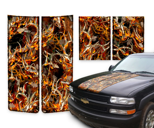 Chevy Silverado Racing Stripes Buck Skulls Blaze - Black Pinstripe 1999-2002