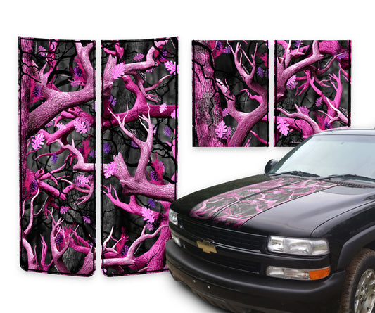 Chevy Silverado Racing Stripes Obliteration Pink - Black Pinstripe 1999-2002