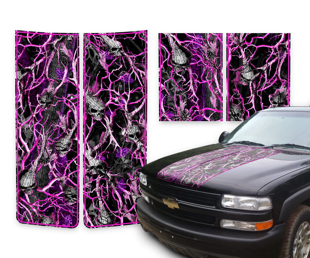 Chevy Silverado Racing Stripes Skulls Pink - Pink Pinstripe 1999-2002