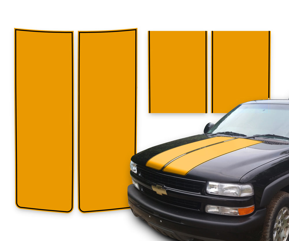 Chevy Silverado Racing Stripes Orange - Black Pinstripe 1999-2002