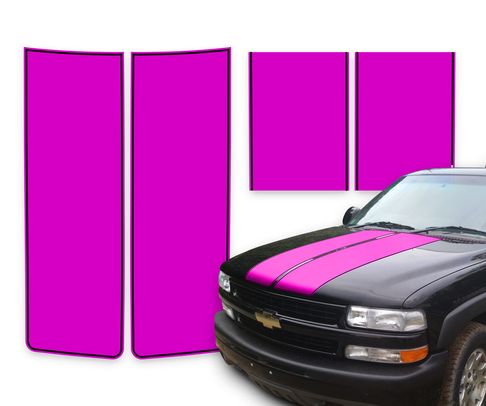 Chevy Silverado Racing Stripes Pink - Black Pinstripe 1999-2002