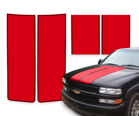 Chevy Silverado Racing Stripes Red - Black Pinstripe 1999-2002