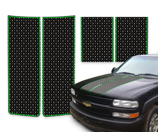 Chevy Silverado Racing Stripes Black Skulls - Green Pinstripe 1999-2002