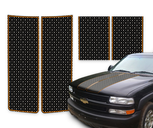 Chevy Silverado Racing Stripes Black Skulls - Orange Pinstripe 1999-2002