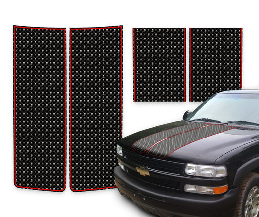 Chevy Silverado Racing Stripes Black Skulls - Red Pinstripe 1999-2002