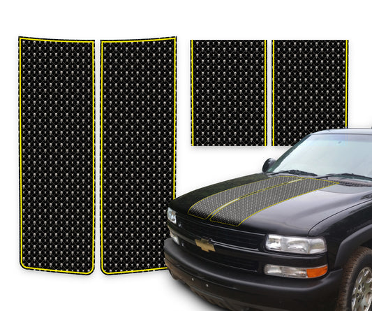 Chevy Silverado Racing Stripes Black Skulls - Yellow Pinstripe 1999-2002