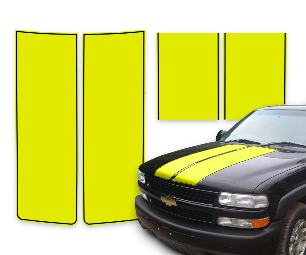 Chevy Silverado Racing Stripes Yellow - Black Pinstripe 1999-2002