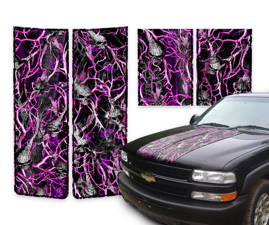 Chevy Tahoe Racing Stripes Skulls Pink - Black Pinstripe 2000-2006