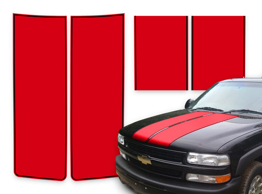 Chevy Tahoe Racing Stripes Red - Black Pinstripe 2000-2006