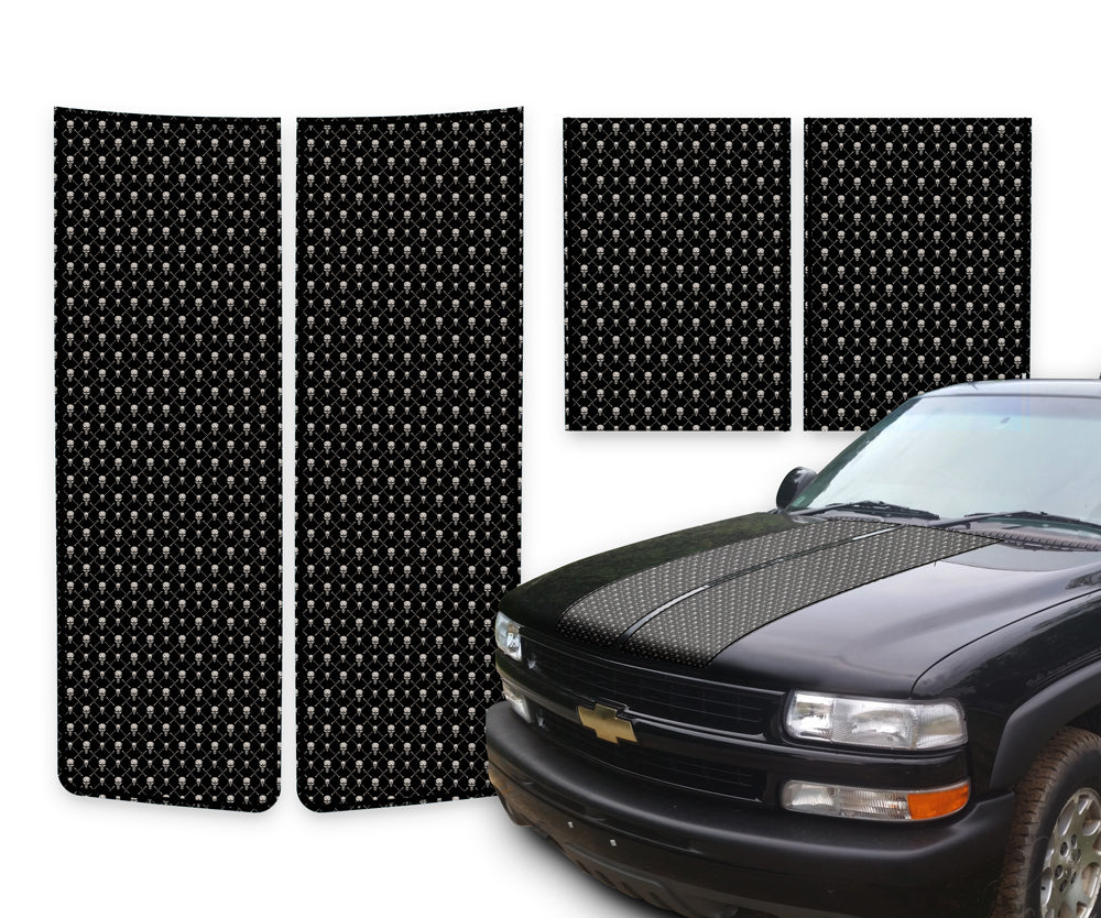 Chevy Tahoe Racing Stripes Black Skulls - Black Pinstripe 2000-2006