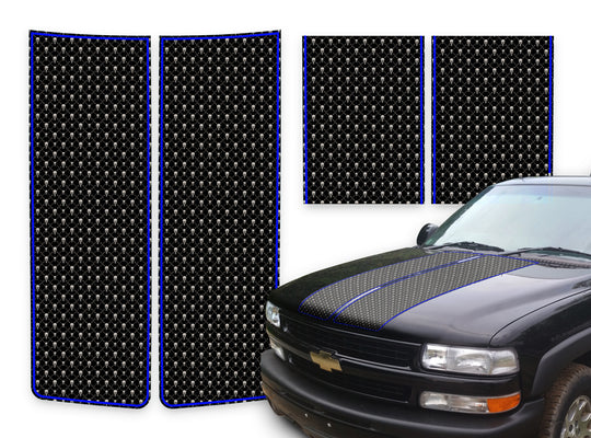 Chevy Tahoe Racing Stripes Black Skulls - Blue Pinstripe 2000-2006