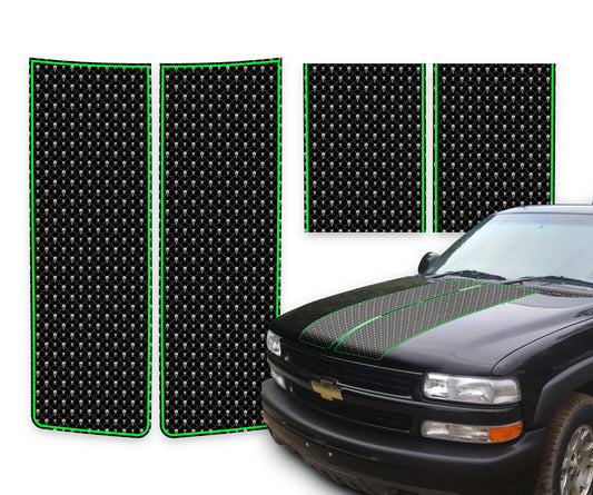 Chevy Tahoe Racing Stripes Black Skulls - Green Pinstripe 2000-2006