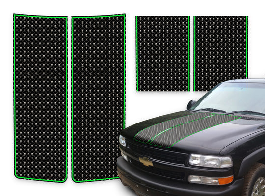 Chevy Tahoe Racing Stripes Black Skulls - Green Pinstripe 2000-2006