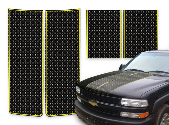 Chevy Tahoe Racing Stripes Black Skulls - Yellow Pinstripe 2000-2006