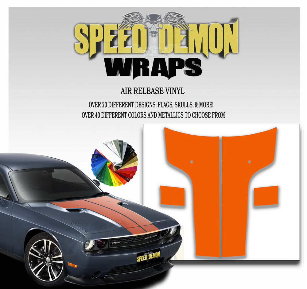 Dodge Challenger Hood Stripes Orange 