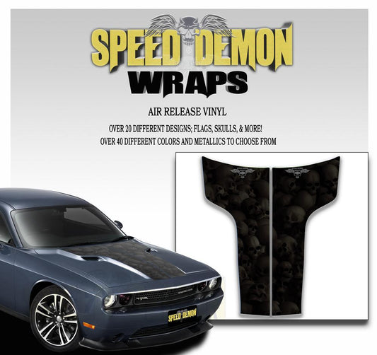 Dodge Challenger Hood Stripes Decal Skulls Black Ghosted 2011-2014