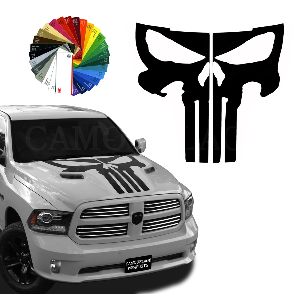 Dodge Ram Hemi Hood Punisher Stripe Decal Kit 2 2009-2018