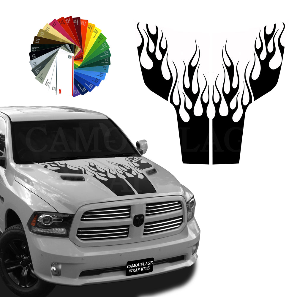 Dodge Ram Hemi Rebel Hood Flames Stripe Kit 1 2009-2018