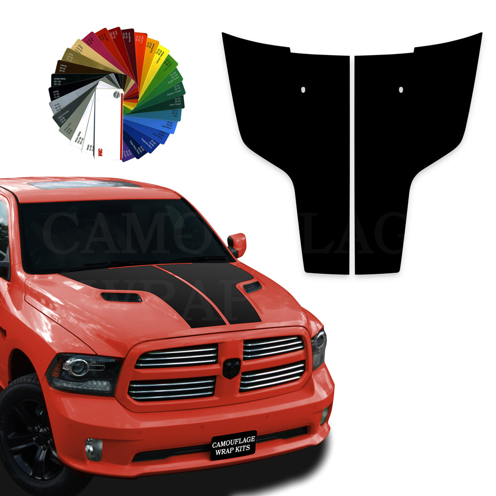 Dodge Ram Hood Stripes Blackout Graphic Decals 2009-2017