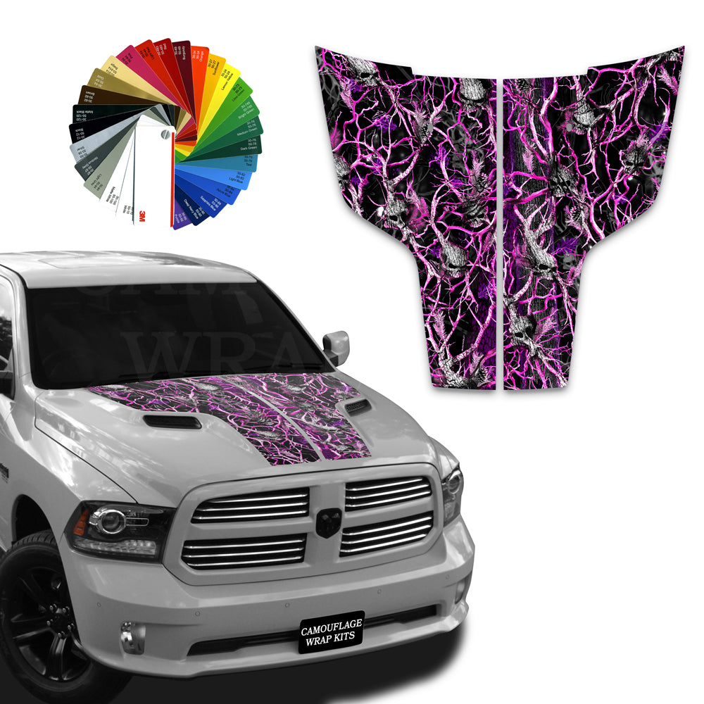 Dodge Ram Hood Stripes Obliteration Skull Pink Camo 2009-2017