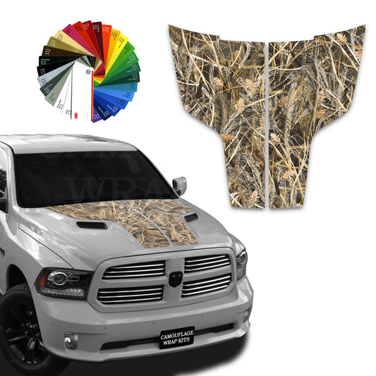 Dodge Ram Hood  Stripes Tallgrass Camo Graphic Decals 2009-2017